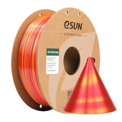 Abbildung von eSUN Silk Candy PLA Filament 1.75mm, Silky Multicolored 3D Drucker PLA, Gradient Changing 1KG Spule (2.2 LBS) für Drucker, Rot Gold Blau
