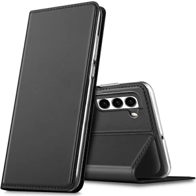 Abbildung von Verco Handyhülle für Samsung Galaxy S23 Plus, Premium Handy Flip Cover S23+ 5G Hülle [integr. Magnet] Book Case PU Leder Tasche, Schwarz