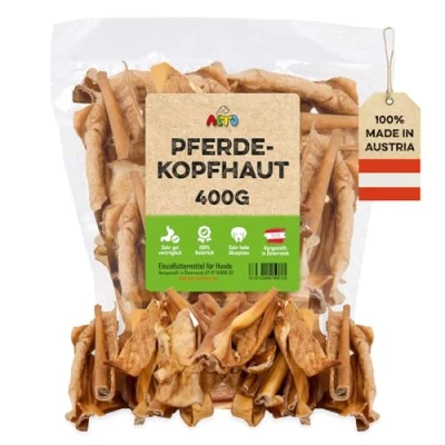 Abbildung von ALTO Premium Pferdekopfhaut für Hunde Hypoallergene Kauartikel Hundeleckerli Allergie beim Hund Qualität aus Österreich 400g