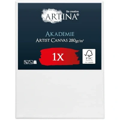 Abbildung von Keilrahmen Leinwand zum Bemalen 70x90 cm Artina FSC® Leinwände für Acrylfarben Canvas 100% Baumwolle bespannte Set malen Acryl Rahmen Weiß