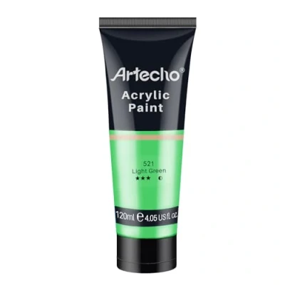 Abbildung von Artecho Acrylfarbe Hellgrün 120 ml, Wasserfest und Lichtecht, Schnell Trocknend, für Leinwand, Holz, Stoff, Handwerk, Leder Stein.
