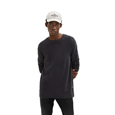 Abbildung von TOM TAILOR Denim Herren Basic Strickpullover 1033757, 29476 Coal Grey, XS