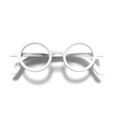 Abbildung von LONDON MOLE Brillen Moley Lesebrille Runde Coole Leser Stilvolle Herren Damen Unisex Federscharniere Weiß + 3,0 Vergrößerung