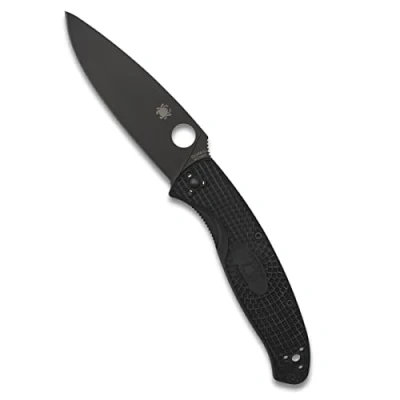 Abbildung von Spyderco Resilience C142PBBK Leichtes Messer mit schwarzer Edelstahlklinge und robustem schwarzem FRN Griff PlainEdge