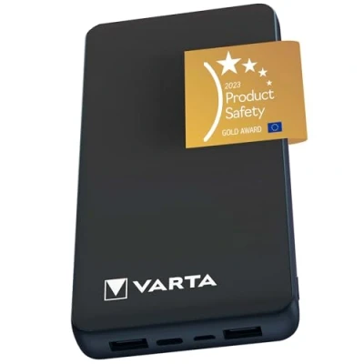 Abbildung von VARTA Power Bank 20000mAh, Powerbank on Demand mit 4 Anschlüssen (1x Micro USB, 2x USB A, 1x C), kompatibel Tablets &amp; Smartphone, in umweltschonender Verpackung