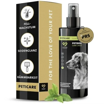 Abbildung von Peticare Fell Pflege Spray für Hunde, sorgt Fellwachstum, Seidenglanz 250 ml