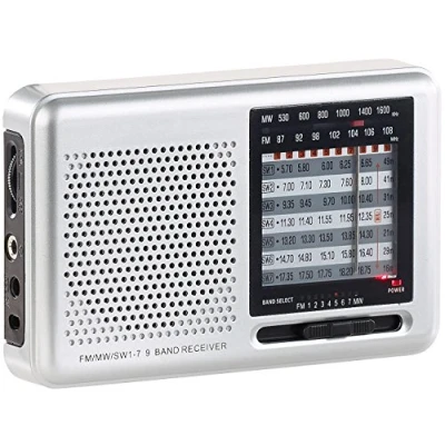 Abbildung von auvisio Transistorradio: Analoger 9 Band Weltempfänger mit FM, MW &amp; 7X KW, Jackentaschen Format (Radio Weltempfänger, Batterieradio, batteriebetrieben)