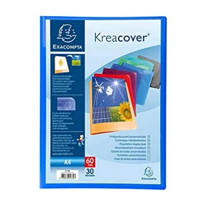 Abbildung von Exacompta 5730E Sichtmappe KeaCover aus Kunststoff DIN A4 mit 30 Klarsichthüllen, 60 Sichten, perfekt für die Schule und das Büro Aktenhülle, Prospekthülle, 1 Stück Zufallsfarbe