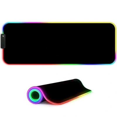 Abbildung von DORRISO RGB Gaming Mauspad 800x300x4mm XL LED Schreibtischunterlage Große Mousepad Wasserdicht Anti Rutsch Matte für Computer PC Professionelle Gamer Schwarz
