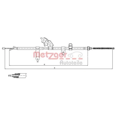 Abbildung von METZGER 17.1080 Handbremsseil hinten links 1556/1320 COFLE TOYOTA: Yaris II Schrägheck