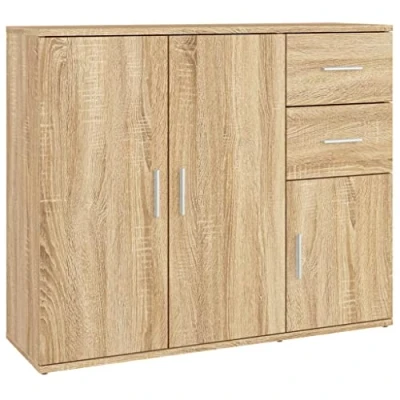 Abbildung von vidaXL Sideboard, Kommode mit viel Stauraum, Mehrzweckschrank Anrichte für Wohnzimmer, Schrank Beistellschrank, Modern, Sonoma Eiche Holzwerkstoff