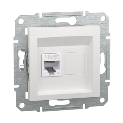 Abbildung von Schneider Electric Asfora EPH4770121D RJ45 Kat.6e Unterputz 1 Fach, Netzwerkdose, Datensteckdose, IDC,weiß