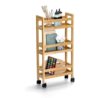 Abbildung von Zeller Present Rollwagen, natur, Bambus / MDF, inkl. 4 Rollen