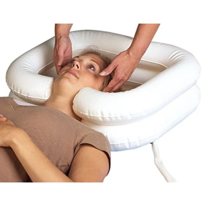 Abbildung von DocMed Waschbecken Großes Kopfwaschbecken (Waschhilfe, Mobile Haarpflege), Aufblasbares Haarwaschbecken, Haarwäsche im Bett