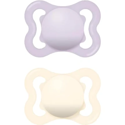 Abbildung von MAM Air Schnuller im 2er Set, aus Kautschuk mit Schnullerhülle, 2 6 Monate, rosa