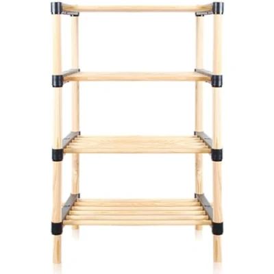 Abbildung von Stimo Schuhregal 4 Böden Organizer Holz Regal Schuhablage Mehrzweckregal Schuhständer (4 Ebenen hoch)