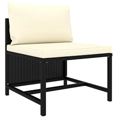 Abbildung von vidaXL Modular Mittelsofa mit Kissen Gartensofa Sofa Lounge Einzelsofa Gartenmöbel Gartenstuhl Garten Balkon Terrasse Schwarz Poly Rattan