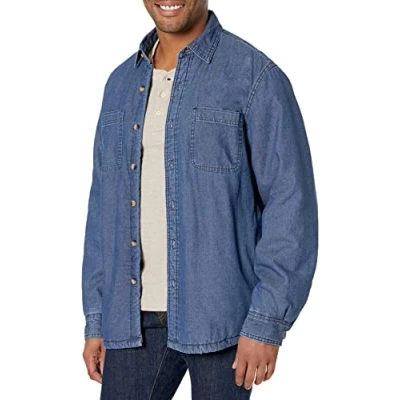 Abbildung von Wrangler Authentics Herren Langarm Sherpa gefütterte Denim Shirt Jacke, Indigo/Mandala Traum, XL