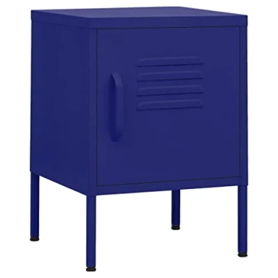 Abbildung von vidaXL Nachttisch 1 Regalboden Schloss Modern Nachtschrank Nachtkonsole Nachtkommode Schlafzimmer Schrank Kommode Marineblau 35x35x51cm Stahl