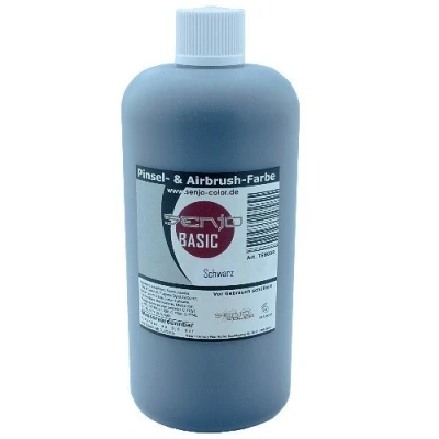 Abbildung von Senjo Color Basic Bodypainting Farben I Kosmetische Körperfarbe wasserlöslich Liquid für Airbrush und Pinsel 500ml Schwarz