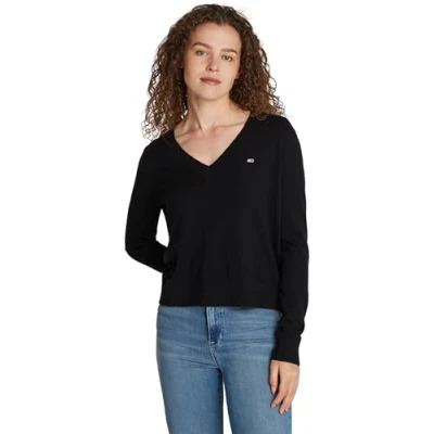 Abbildung von Tommy Jeans Essential Sweater Strickpullover, Damen, Größe: XL, Black