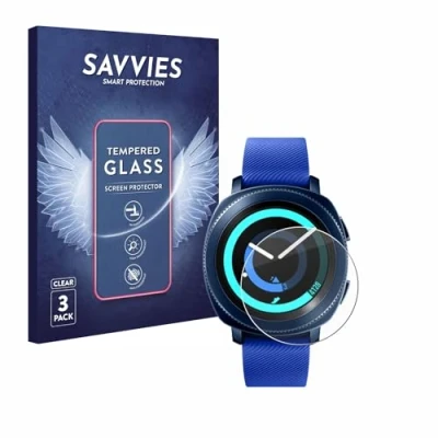 Abbildung von Savvies Panzer Schutz Glas für Samsung Gear Sport (3 Stück) 9H Hartglas, Anti Fingerprint, Displayschutz