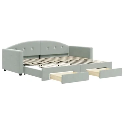 Abbildung von vidaXL Bett Tagesbett Ausziehbar mit Schubladen Hellgrau 90x200 cm Samt