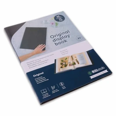 Abbildung von Rillstab A3 Präsentationsmappe für Schule &amp; Projekt Sichtbuch Präsentationsbuch 36 Transparente Hüllen Dokumente Organisieren ohne Lochen Schwarz, RI99354
