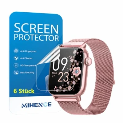 Abbildung von MIHENCE Schutzfolie für G39 Smartwatch, TPU HD Displayschutzfolie Kompatibel BANLVS Smartwatch 1.85 Zoll/SWGOTA G 39 1.83 Zoll [ 6 Stück ]