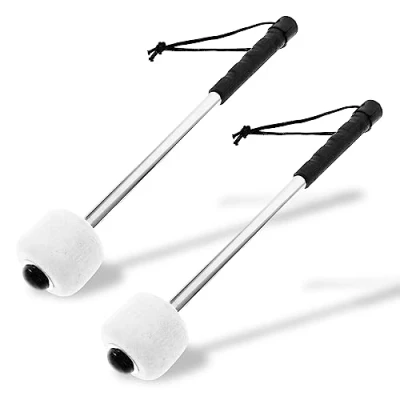 Abbildung von 2 Stück Marschtrommel Schlägel, Bass Drum Mallet Stick mit Filzkopf, Percussion Drumsticks, Marching Band Zubehör, Mallets Timpani Sticks, Trommelstöcke Paukenschlägel