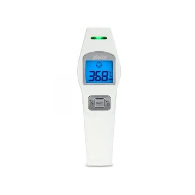 Abbildung von Alecto BC 37 Infrarot Thermometer Stirnthermometer 3 sek Messzeit Speiche für verherige Messungen auch Flüssigkeiten weiß