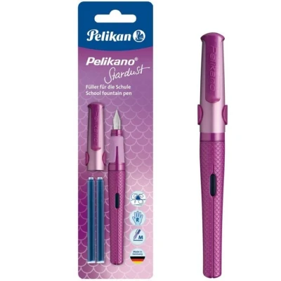 Abbildung von Pelikan Marker Pelikano P480 Füller Feder M Lila 2x Patrone, Rechtshänder Schulfüller Ergonomisch Spezial Griffzone
