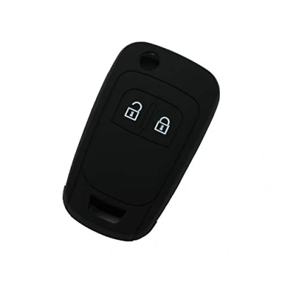 Abbildung von BROVACS Schlüssel Hülle Kompatibel mit OPEL Vauxhall 2 Tasten Flip Fernbedienung Silikon Schutzhülle Schlüsselhülle Cover in Schwarz (CV9624BK)