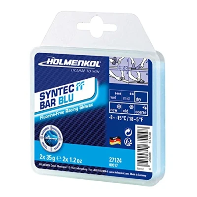 Abbildung von Holmenkol Syntec FF fluorfreies Rennwachs Skiwachs Bar 70 g ( 8 bis 15C, Bügelwachs) Blue