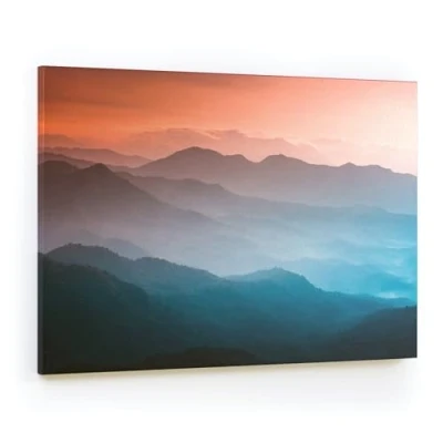 Abbildung von ALLboards Magnettafel CANVASboards 90x60 cm Nebellandschaft bei Sonnenaufgang, Memoboards Magnetpinnwand Canvas Bilder