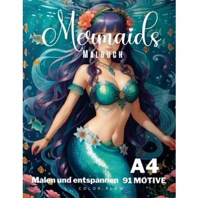 Abbildung von Großes Meerjungfrauen Malbuch 91 wunderschöne Illustrationen zum ausmalen Ausmalbuch für Erwachsene und Kinder