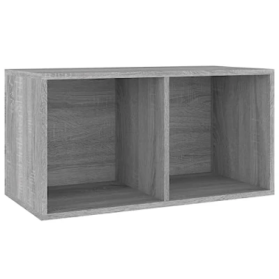 Abbildung von vidaXL Schallplatten Box, Aufbewahrungsbox mit viel Stauraum, Schallplattenkiste für Büro Schlafzimmer, Nachttisch Aktenschrank, Grau Sonoma Holzwerkstoff