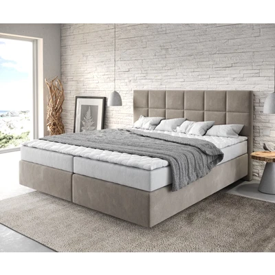 Abbildung von DELIFE Boxspringbett Dream Fine, Mikrofaser Beige 180x200 cm mit Matratze und Topper