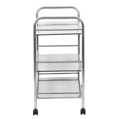 Abbildung von LANTUS Edelstahl Küchenwagen 3 Etagen Servierwagen Bad Rollwagen 61 * 36 75 cm dreischichtiger Gewürzwagen/Speisewagen/Getränkewagen/Wagen Silber