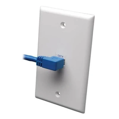Abbildung von 0 Eaton Tripp Lite Series Left Angle Cat6 Gigabit Molded UTP Ethernet Kabel (RJ45 M zu RJ45 M), Blue, 10 ft. (3