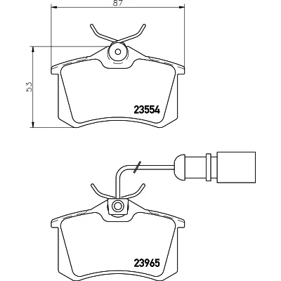 Abbildung von HELLA 8DB 355 018 601 Bremsbelagsatz mit integriertem Verschleißwarnkontakt Bremssattelschrauben VOLKSWAGEN: Sharan I, Kastenwagen