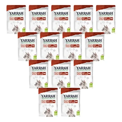 Abbildung von Yarrah Katzenfutter Pouchbag Filets mit Rind in Soße Bio 85 g 14er Pack