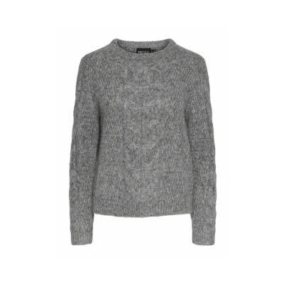 Abbildung von Pieces Pcnina LS Oneck NOOS BC Strickpullover, Damen, Größe: XS, Medium grey melange