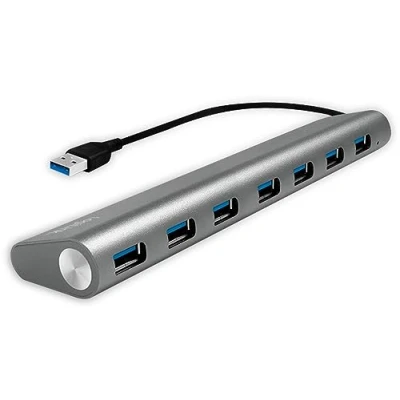 Abbildung von LogiLink UA0308 USB 3.0 Hub für PC/Laptop, 7 Ports Aluminiumgehäuse Silber