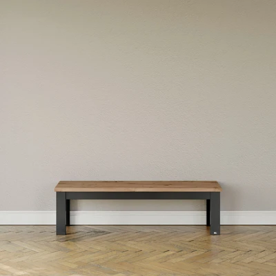 Abbildung von set one by Musterring Sitzbank &quot;York&quot;, Eichenholz, weißes Gestell und eichefarbene Sitzfläche, Breite 160 cm
