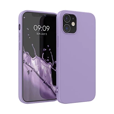 Abbildung von kwmobile Hülle kompatibel mit Apple iPhone 12 / Pro weiches TPU Silikon Case Cover geeignet für kabelloses Laden Veilchen Lila