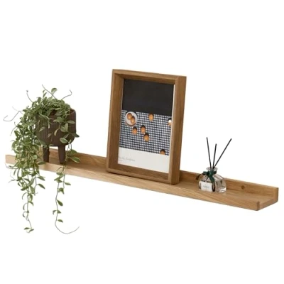 Abbildung von Gieanoo Bilderleiste Holz, 40cm Eiche Regal Massiv Schweberegal Wandregal gewürzregal regalbrett Hängeregal Ideal für Wohnzimmer Schlafzimmer Badezimer
