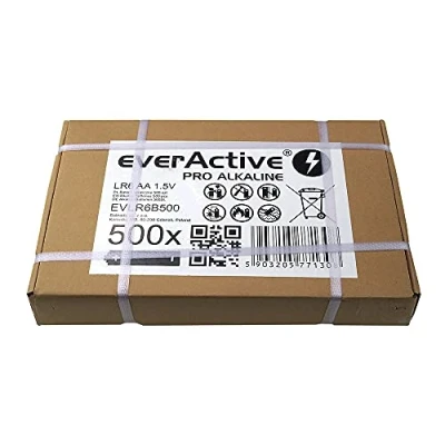 Abbildung von everActive AA Batterien 500er Pack, Pro Alkaline, Mignon LR6 R6 1.5V, höchster Leistung, 10 Jahre Haltbarkeit, 500 Stück