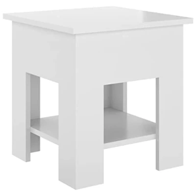 Abbildung von vidaXL Couchtisch mit Ablage Beistelltisch Wohnzimmertisch Kaffeetisch Sofatisch Teetisch Tisch Wohnzimmer Hochglanz Weiß 40x40x42cm Holzwerkstoff