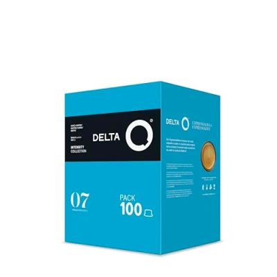 Abbildung von Delta Q Kaffeekapseln DeQafeinatus Gemahlener entkoffeinierter 100 Kapseln Intensität 7 Kompatibel mit Kaffeemaschinen Espresso Karamell und Nussnoten